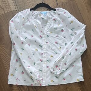 Draper James Floral Blouse - White with Pink and Yellow